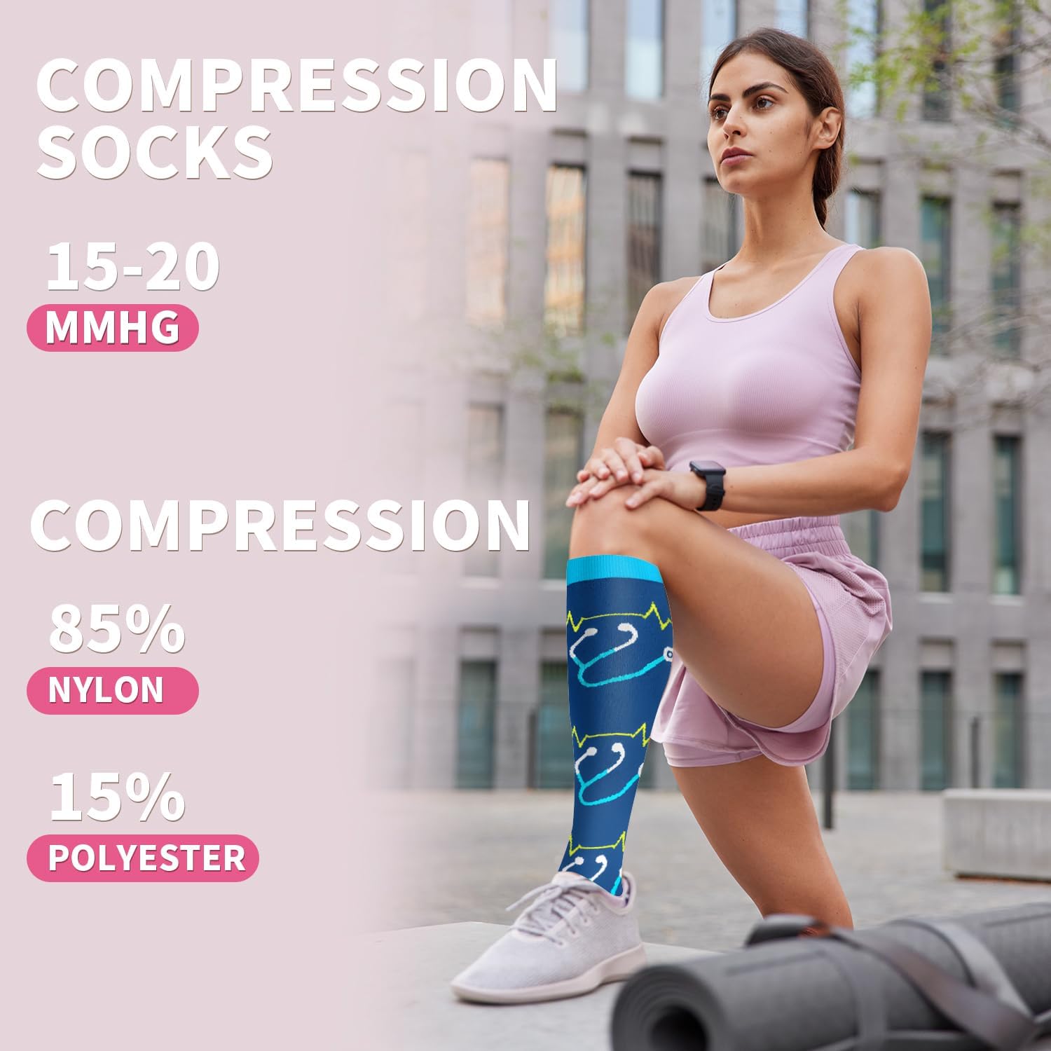 Sooverki Compression Socks for Women & Men 6 Pairs is Best Supportive Knee High Stockings for Circulation, Travel, Nurses