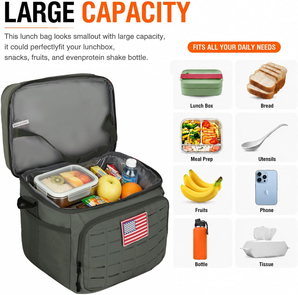 Goloni Lunch Box for Men & Women, Small Cooler Soft Thermal Leakproof Bag with Shoulder Strap, Multi-Pockets for Picnic, Beach, Camping