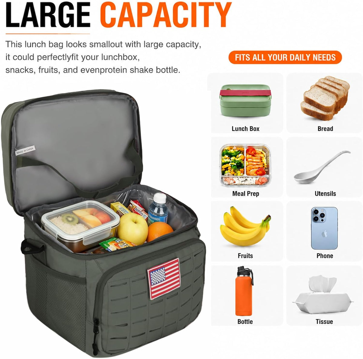 Goloni Lunch Box for Men & Women, Small Cooler Soft Thermal Leakproof Bag with Shoulder Strap, Multi-Pockets for Picnic, Beach, Camping