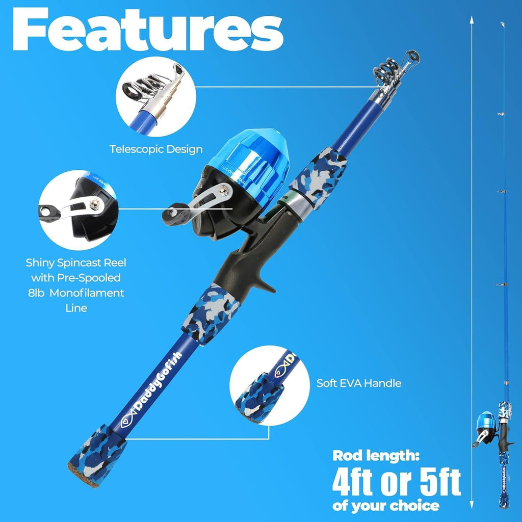 Kids Fishing Pole for Boys, Girls & Youth Age, Toddler Fishing Pole Set Kit