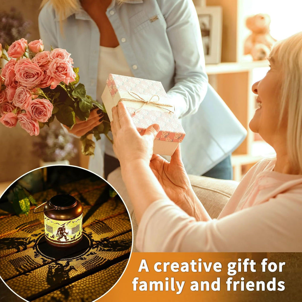 Bigfoot Solar Lanterns Outdoor Waterproof Hanging Solar Lights Big Foot Sasquatch Metal Decoratives LED Lantern for Patio, Backyard, Porch, Yard, Lawn,Garden Decor Gifts Men