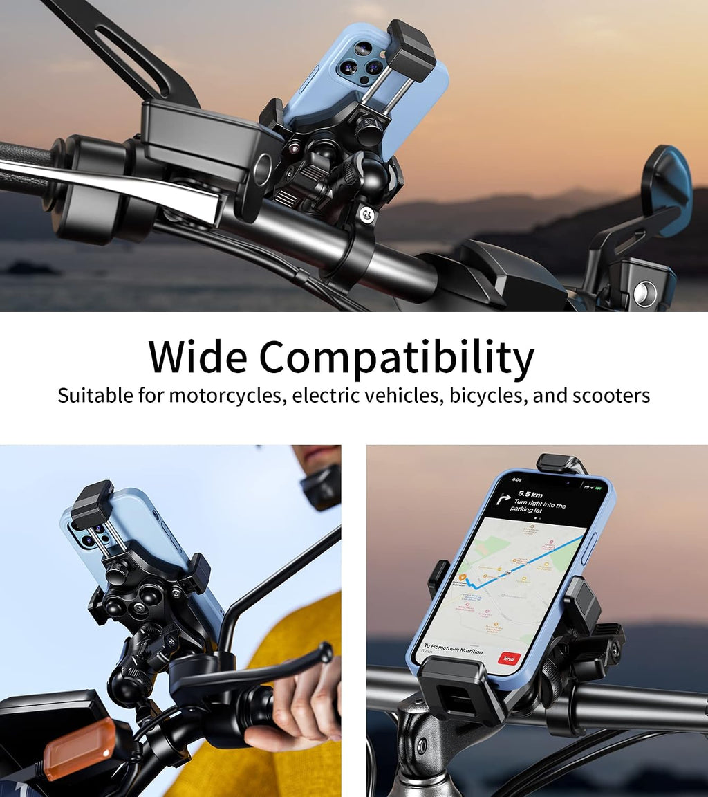 Kewig Motorcycle Phone Mount with Vibration Dampener & Secure Lock