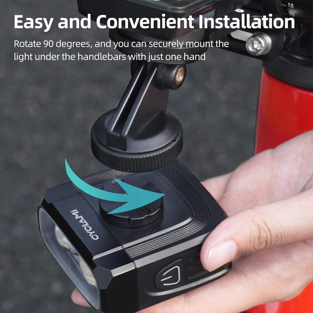 Bike Lights for Night Riding 1100 Lumen Compatible with Garmin/GoPro Mount Bright Bicycle Headlight 2000mAh USB-C Rechargeable IPX6 Waterproof Aluminum Alloy Anti-Dazzling Bike Front Light
