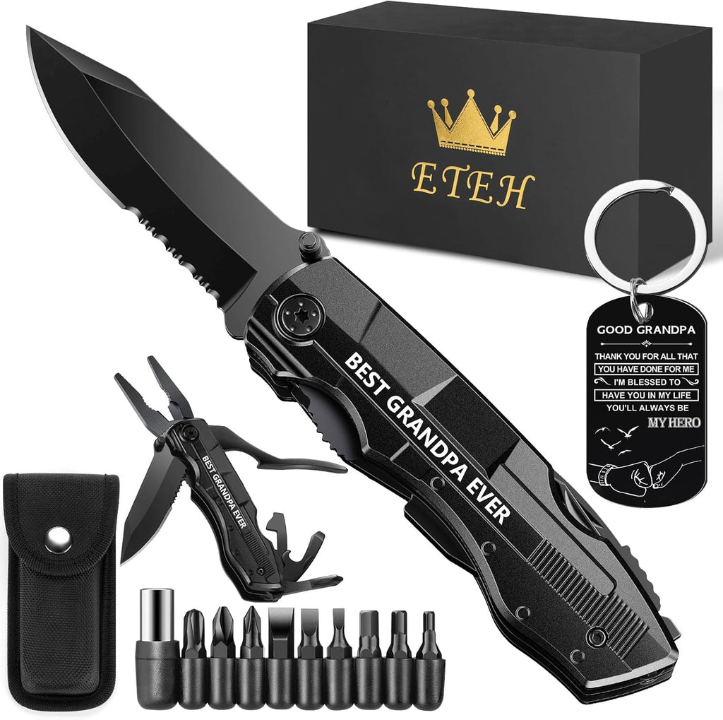 Dad Gifts from Daughter Son Wife Kids,BEST DAD EVER Multitool Knife,Christmas Birthday Father Day for Dad Step New Dad,Unique Camping Hunting Cycling Gift Ideas