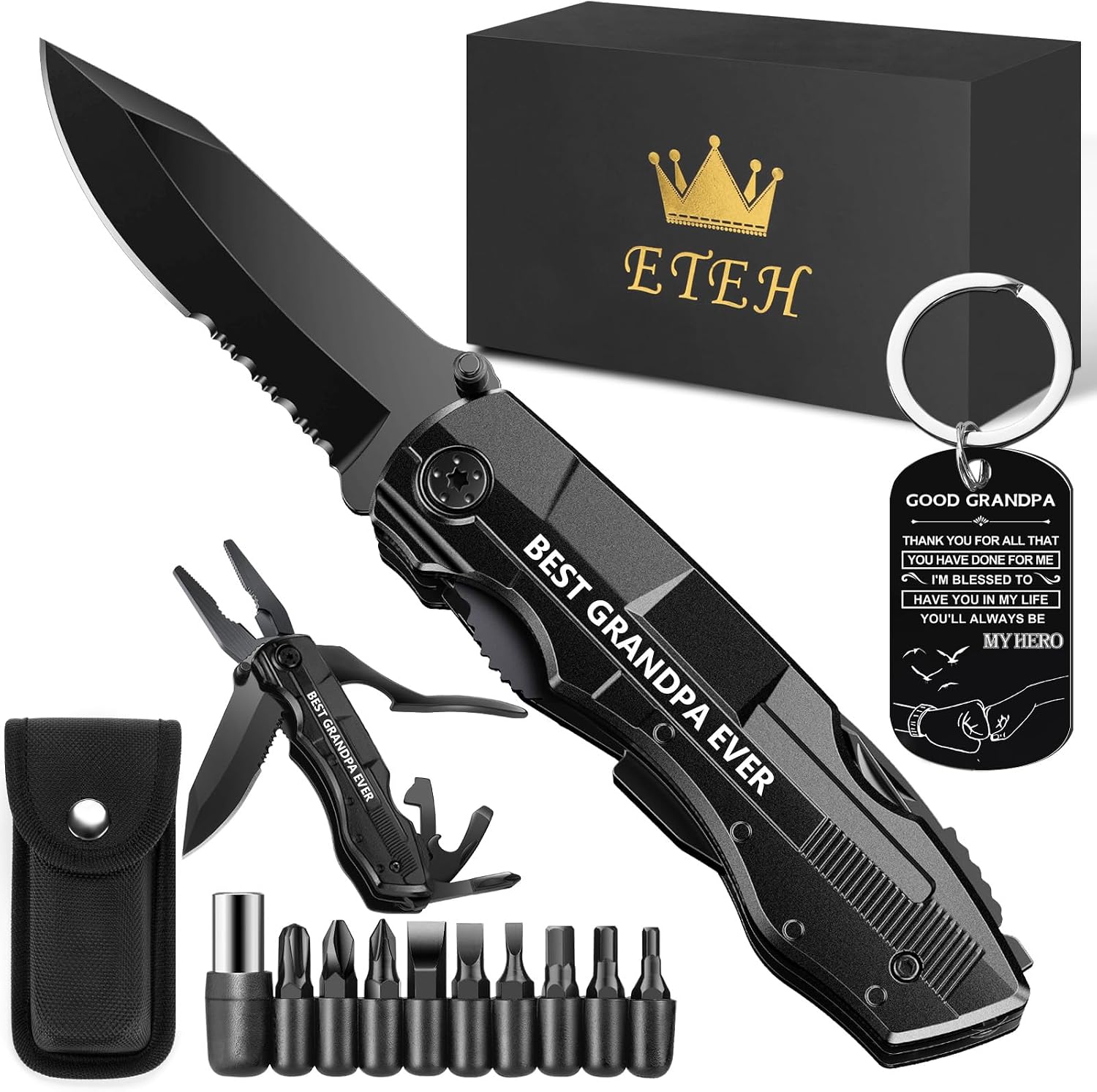 Dad Gifts from Daughter Son Wife Kids,BEST DAD EVER Multitool Knife,Christmas Birthday Father Day for Dad Step New Dad,Unique Camping Hunting Cycling Gift Ideas