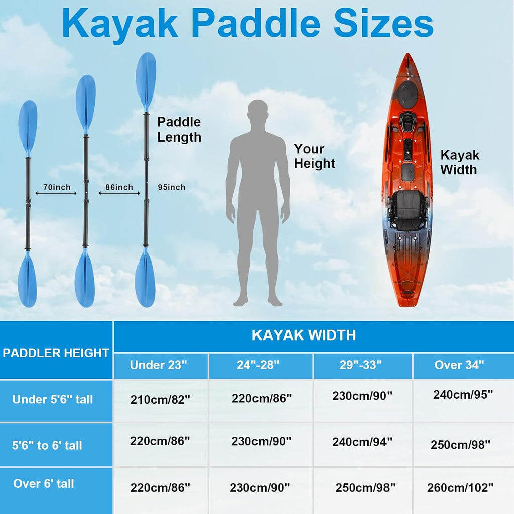 Kayak Paddle, 70" to 95" Canoe Paddle Telescoping Adjustable for Boat Oars Fishing Adults with Kayak Paddles Leash with Kayak Paddles Leash Steel Material Blue