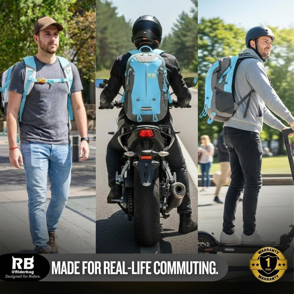 riderbag Reflective Motorcycle Backpack, Hi Viz Commuter Riding Bag