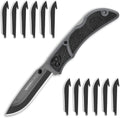 OUTDOOR EDGE 3.5" RazorLite EDC Pocket Knife (Obsidian Black), with Replaceable Blades and Clip, Perfect Carry Knive for Camping, Hunting and Survival, Includes 12 Black Steel Drop Point Blades