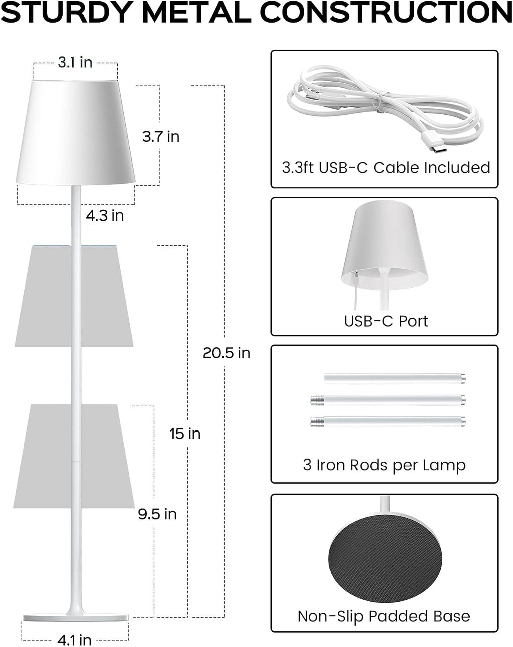 JACKYLED Cordless Table Lamps Rechargeable, 3 Height, 5000 Capacity