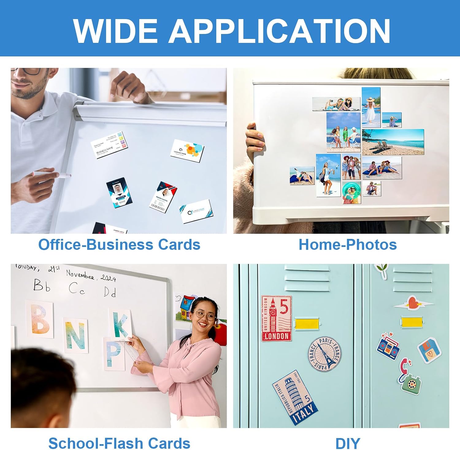 MaxGear 100 Pack Business Card Magnets Peel and Stick,Self Sticky Name Card
