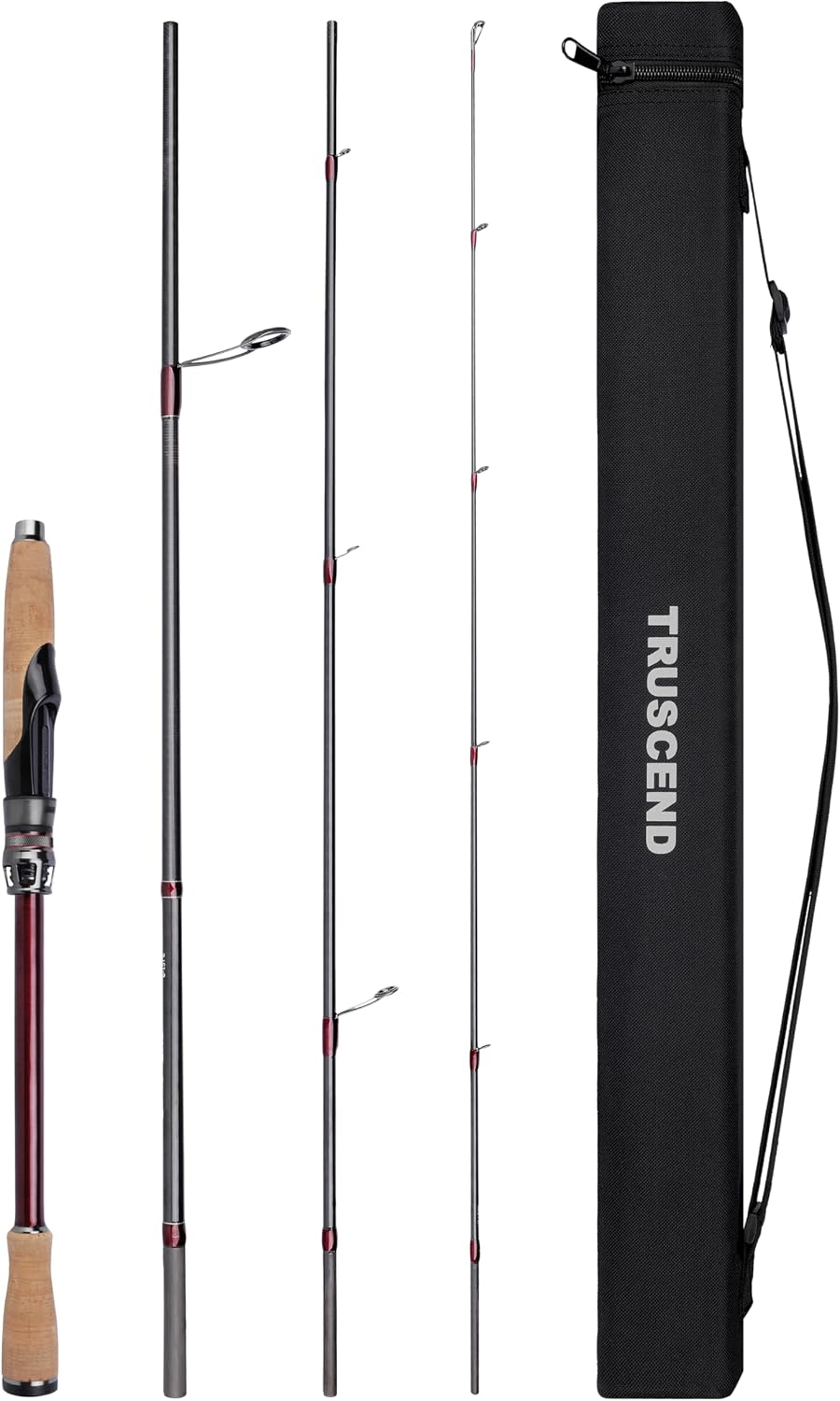 TRUSCEND Craz Easy Control Spinning Fishing Rods, 1-Piece Performance Multi-Piece Travel Rod, High Strength & Sensitive Backbone, Tough Fishing Rod with Toray Carbon, Fuji A Ring & K Guide