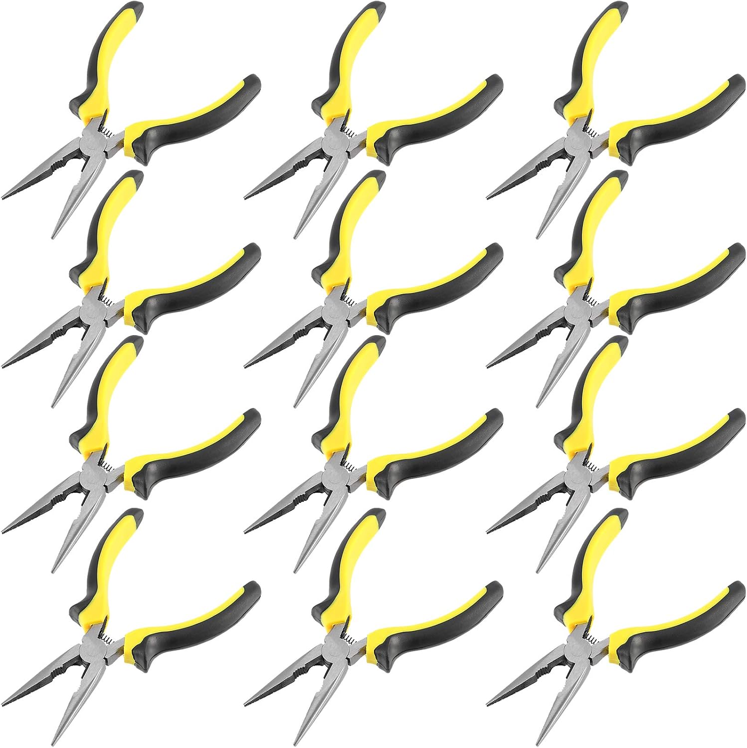 12 Pack 6 Inch Needle Nose Pliers with Wire Cutter and Spring, Non-Slip and Comfortable Handle Design for Bending Wire, Handcraft, Electronic Product Repair