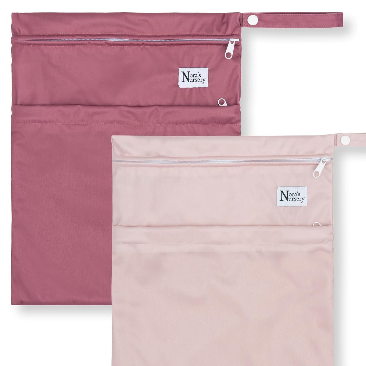 Nora's Nursery Wet Dry Bags with Two Zippered Pockets | 11 x 15 | 2 Pack