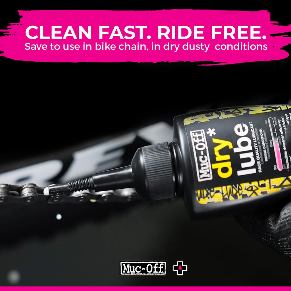 Muc-Off Bio Dry Bike Chain Lube 50ml (Pack of 2) Wax-Based Formula for Smooth Gear Shifts | Creates Protective Layer and Reduces Friction | Pipette System for Easy Application