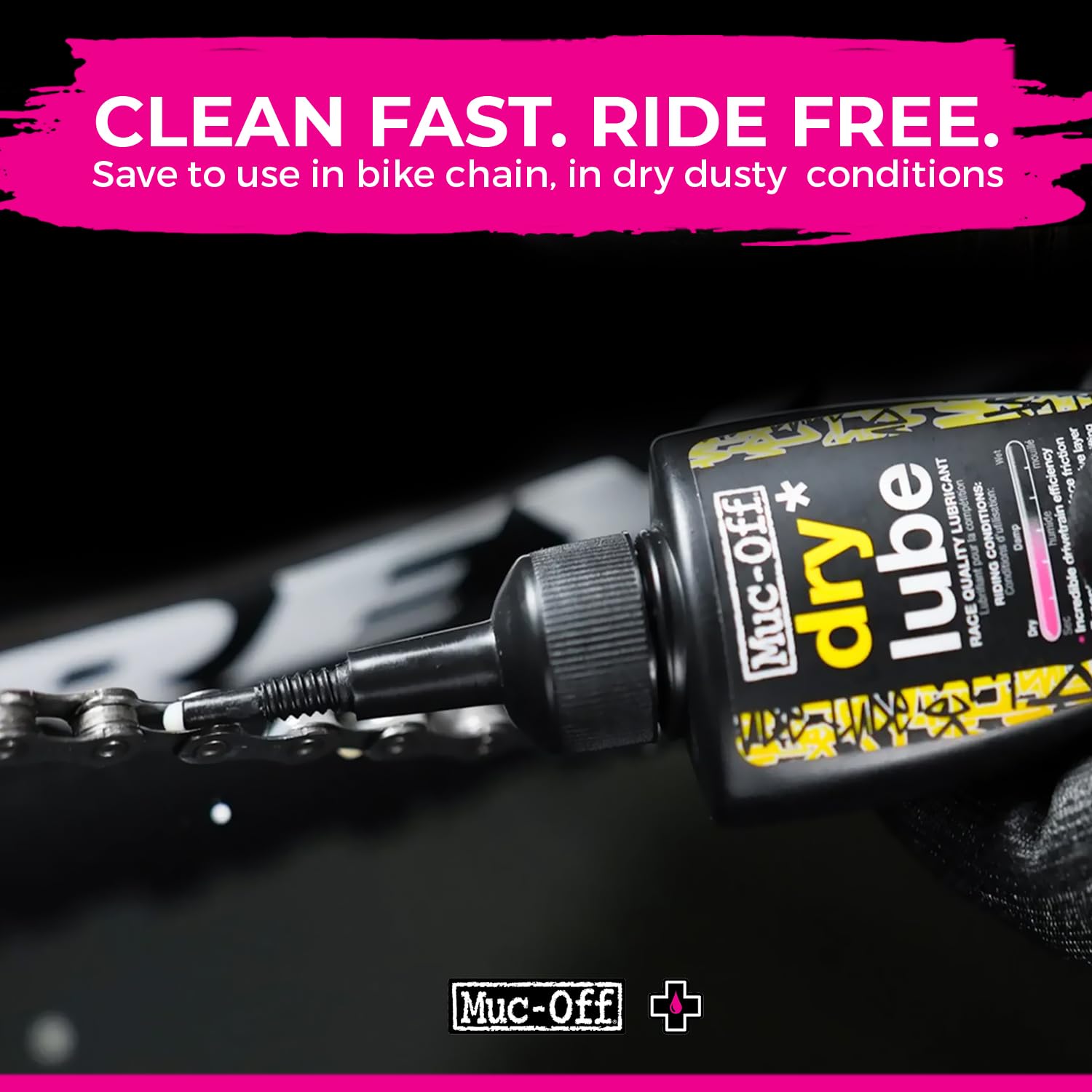 Muc-Off Bio Dry Bike Chain Lube 50ml (Pack of 2) Wax-Based Formula for Smooth Gear Shifts | Creates Protective Layer and Reduces Friction | Pipette System for Easy Application
