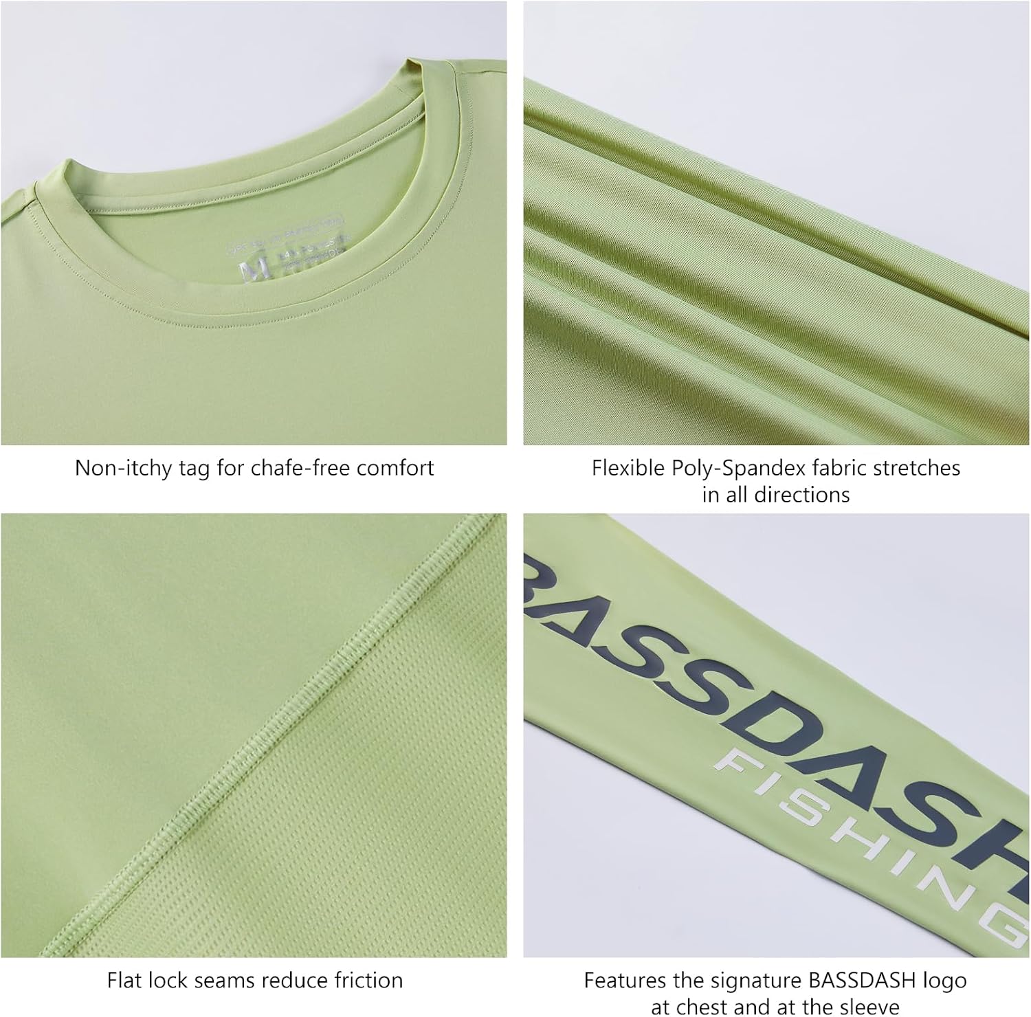 BASSDASH Fishing T Shirts for Men UV Sun Protection UPF 50+ Long Sleeve Tee T-Shirt