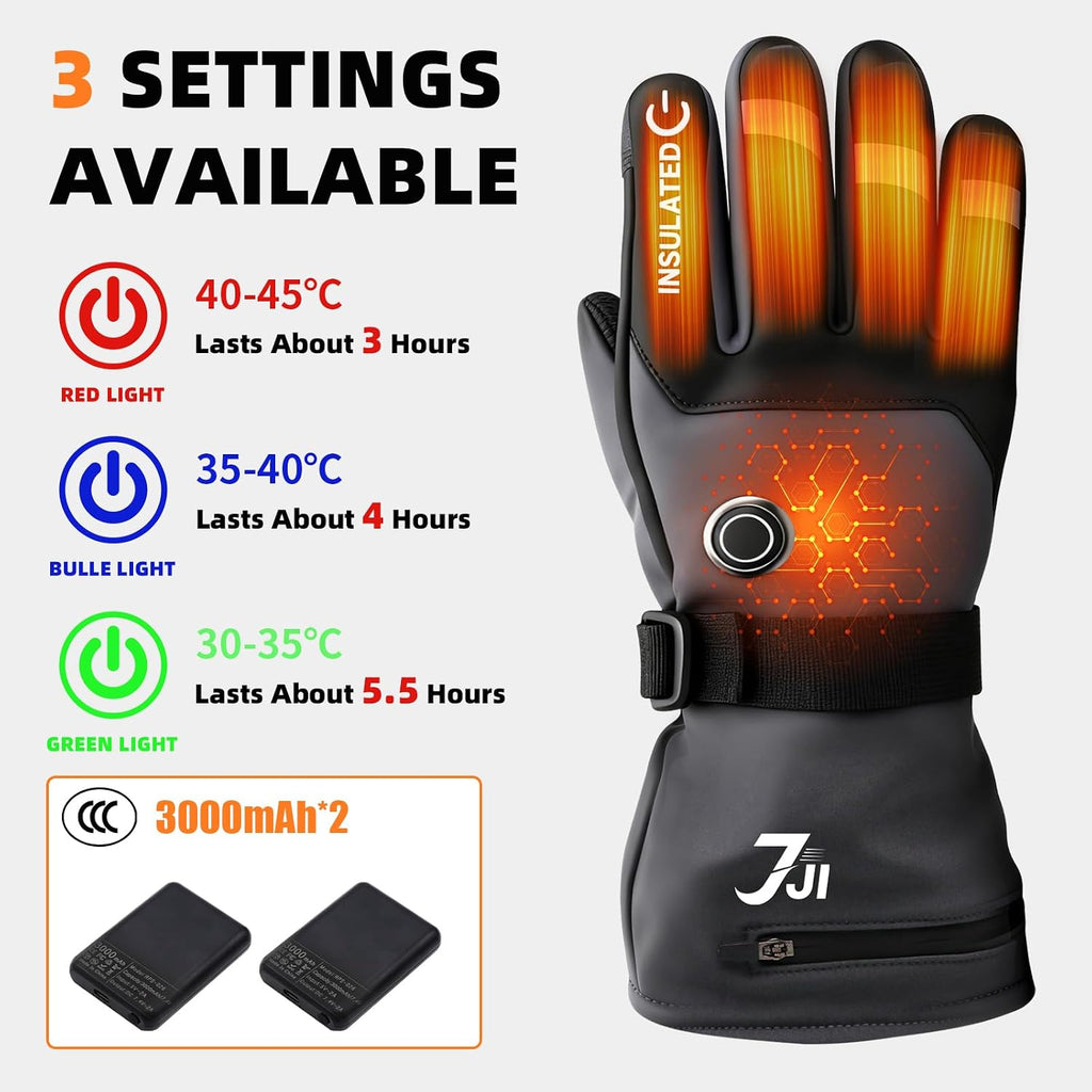 Rechargeable Heated Gloves for Men Women, Waterproof Electric Hand Warmers