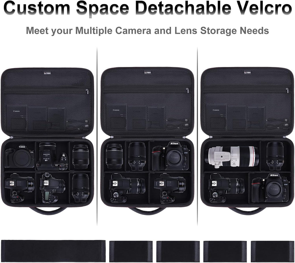 Large Camera Case Bag for Canon/Sony/Nikon Camera and Multiple Lens Black