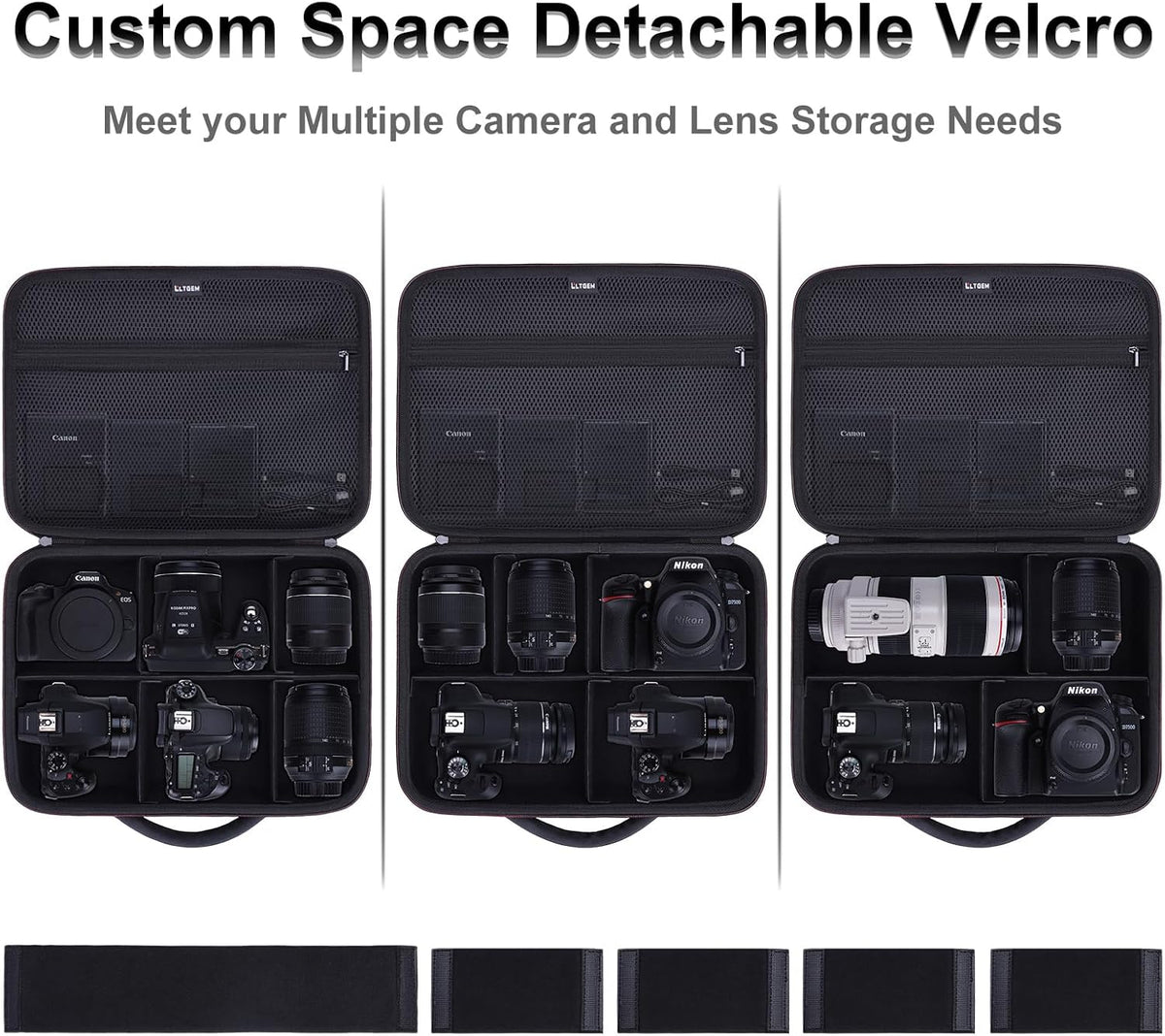 Large Camera Case Bag for Canon/Sony/Nikon Camera and Multiple Lens Black