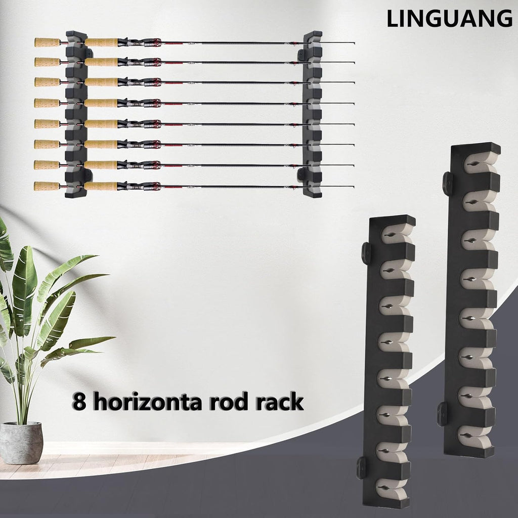 Horizontal Fishing Rod Holders Wall Mount,Pole Rack for Garage