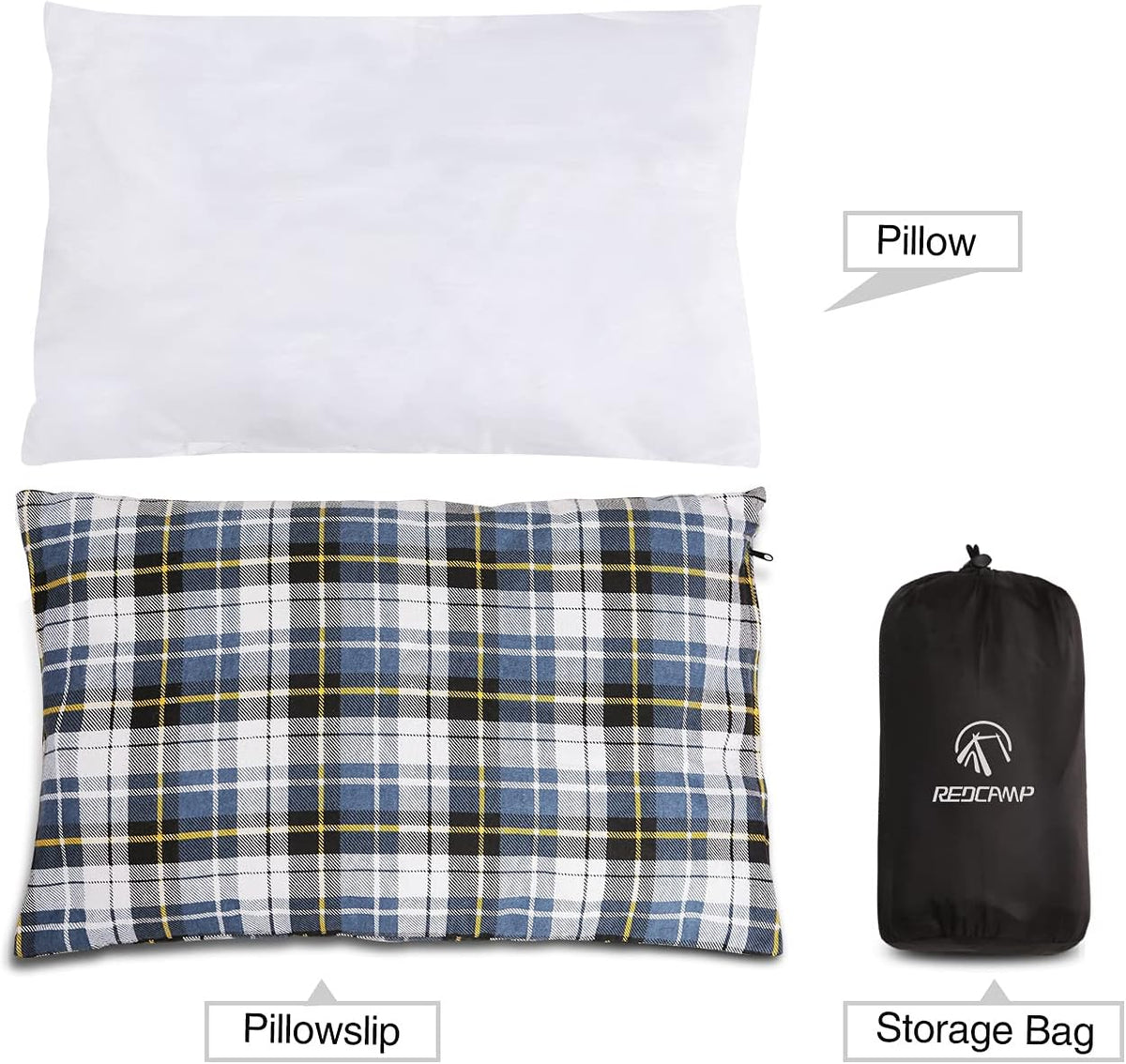 REDCAMP 2PCS Small Camping Pillow for Sleeping, Travel Pillow, Blue