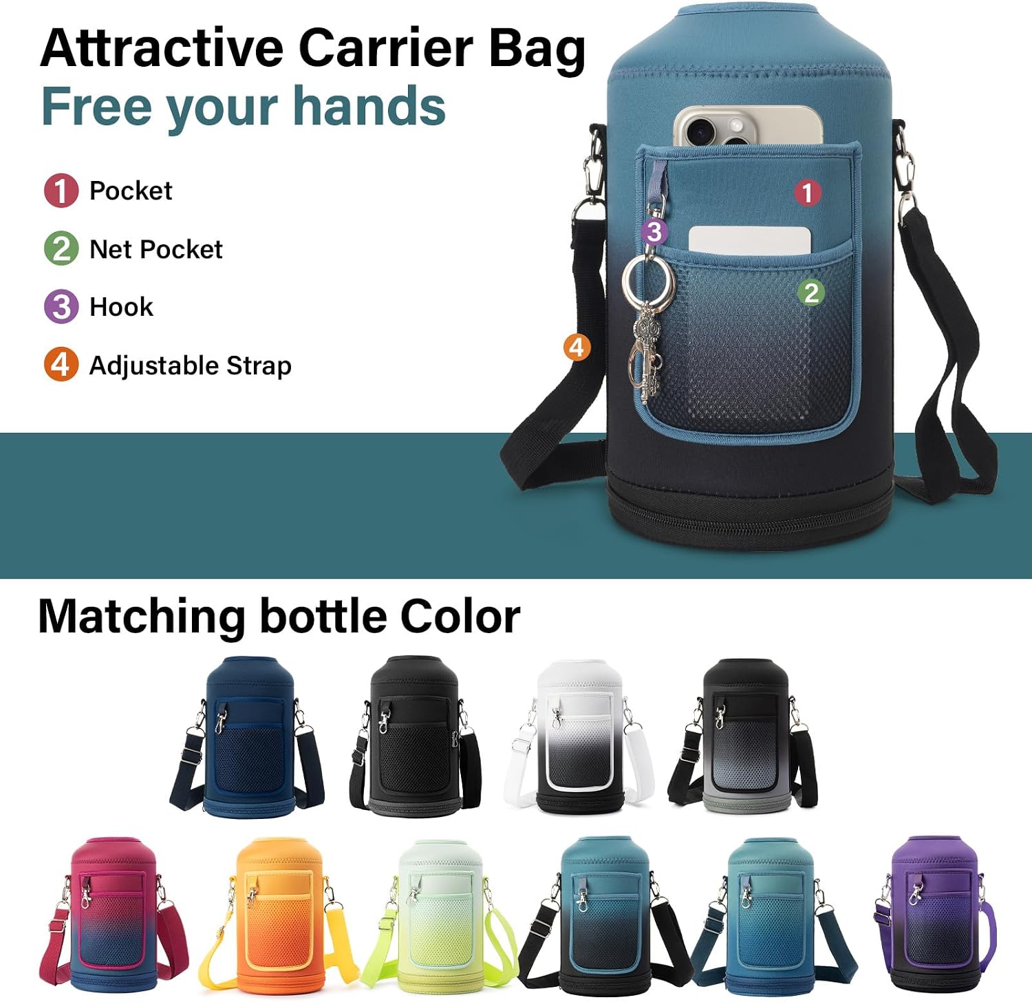 DYSANKY 1 Gallon Insulated Water Bottle w/Straw & Portable Carrier Bag