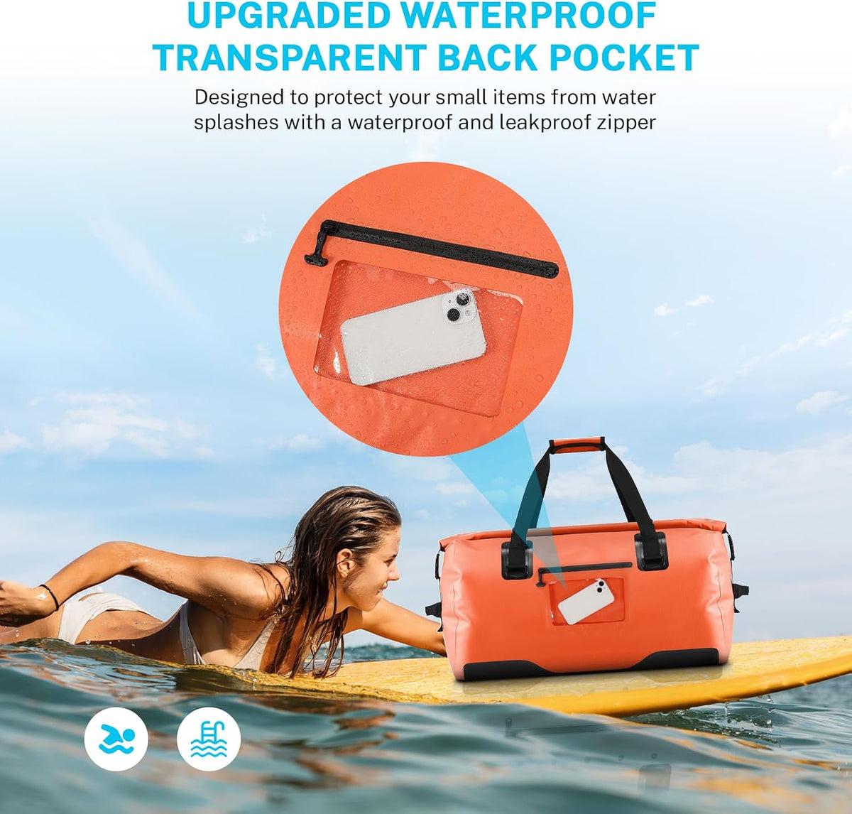 Gonex Waterproof Duffel Bag, 40L/60L/80L Roll-Top Travel Kayaking Dry Bag