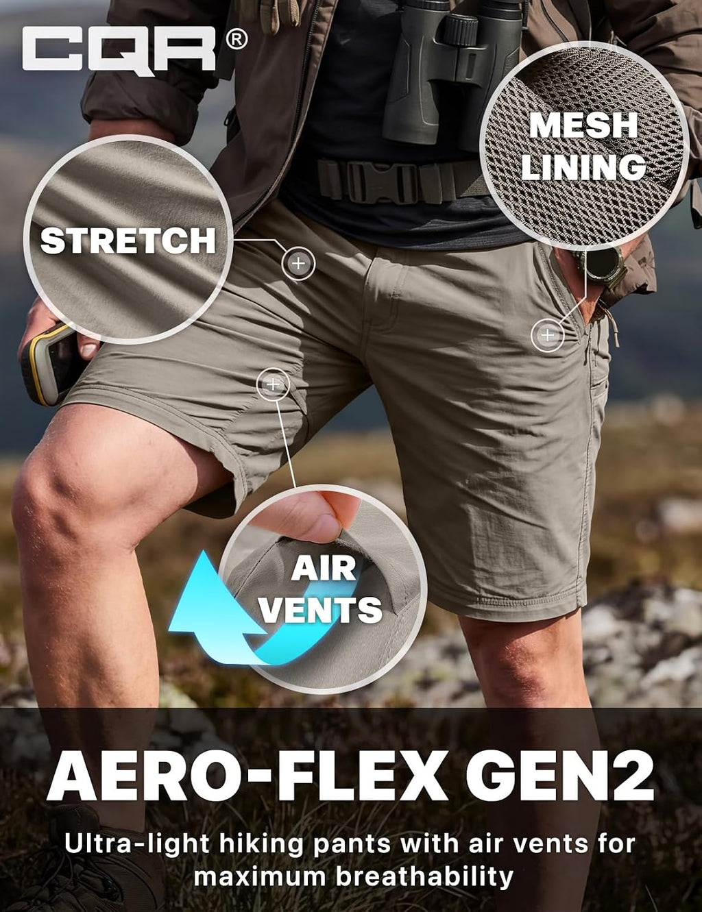 CQR Men's Convertible Cargo Tactical Pants, Water Resistant Outdoor Hiking Pants, Zip Off Lightweight Stretch Work Pants