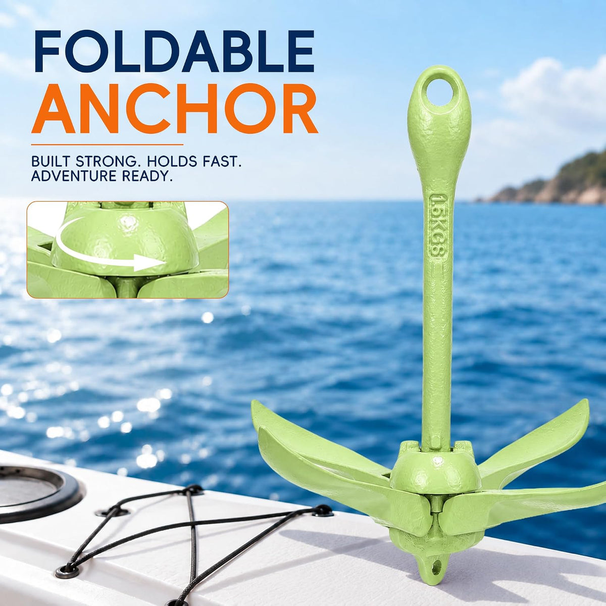 Kayak Anchor Boat Anchor for Kayaks, Canoes, SUP Paddle Boards & Jet Skis, Folding Anchor with 40ft Anchor Tow Rope and Carrying Bag