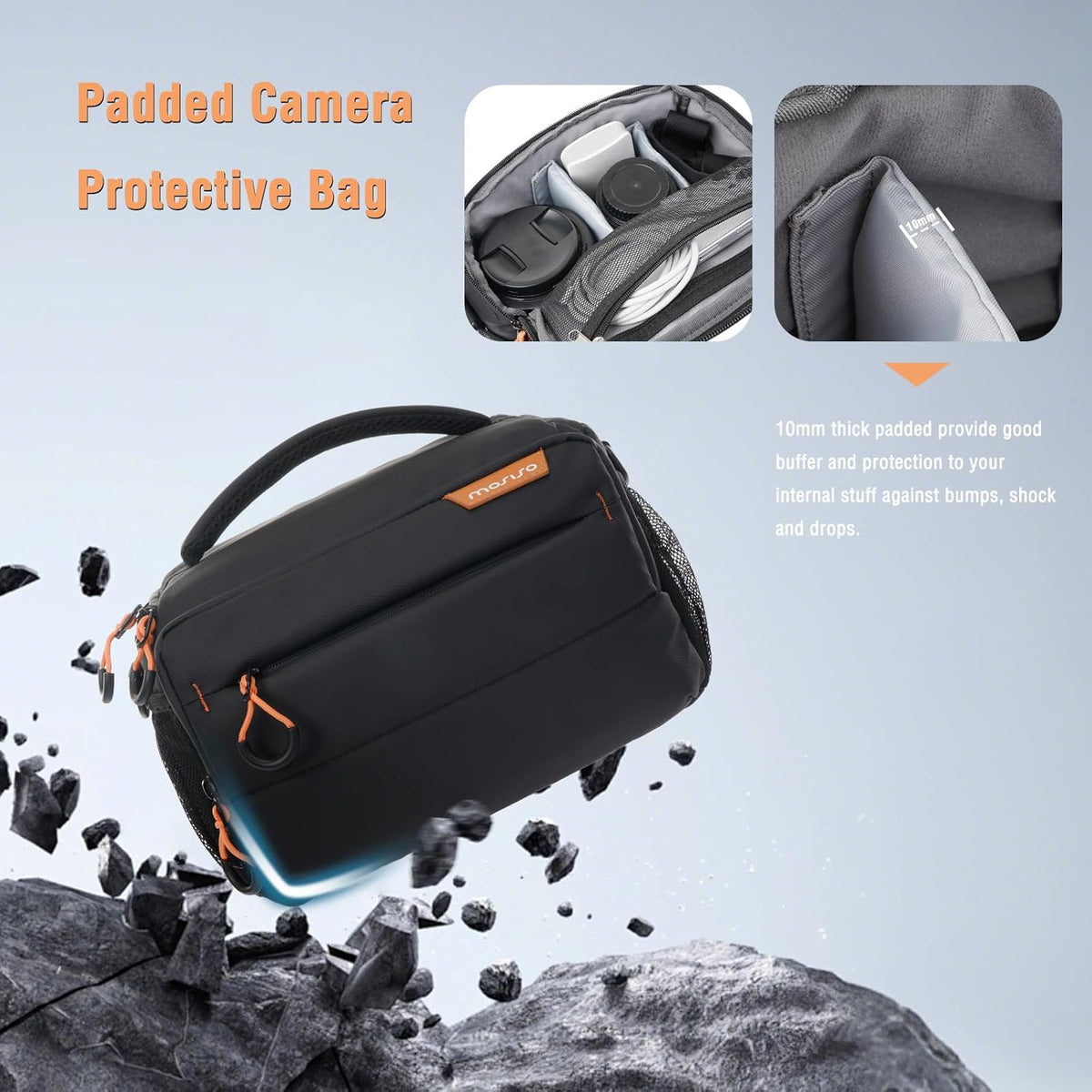 MOSISO Small Camera Bag for Photographers, Camera Shoulder Bags, Black