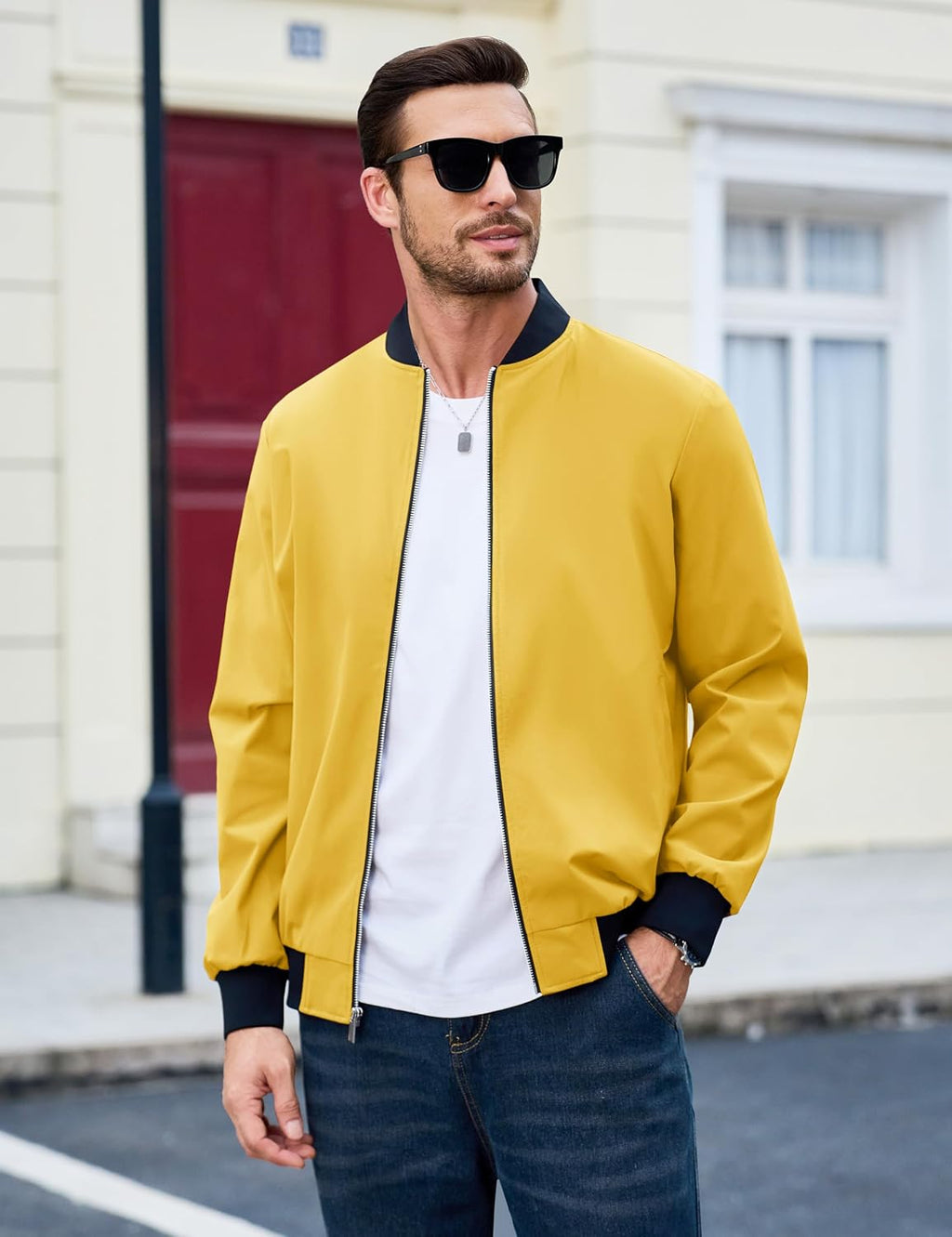 MAGCOMSEN Men's Bomber Jacket Lightweight Full Zip Windbreaker Jackets
