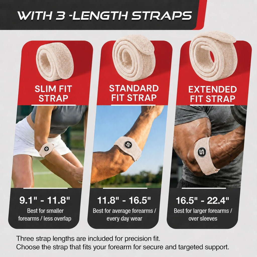 Sleeve Stars Tennis Elbow Brace for Men & Women, Elbow Brace for Tendonitis, Tennis Elbow Strap, Golfers Elbow Brace, Elbow Support Wrap for Tennis Elbow Relief, Fits 9"-23" (Single/Beige)