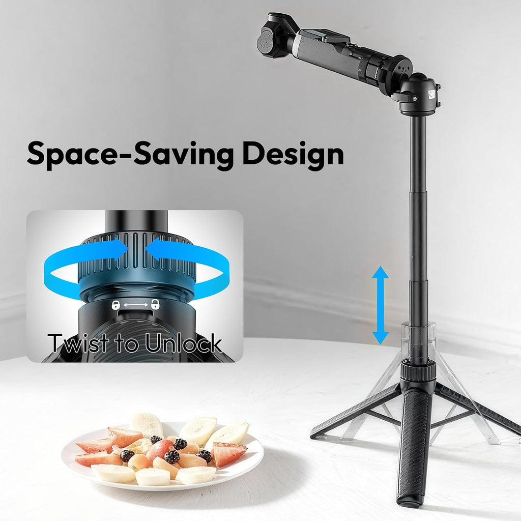 ULANZI MT90 2-in-1 Selfie Stick Tripod with CKA Quick Release, 5-Section Adjustable Aluminum Stand, 360° Ball Head & Cold Shoe for GoPro Hero/DJI Osmo Action/Insta360, Compact Cameras