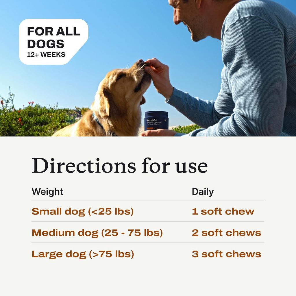 PetLab Co. Allergy & Immune Probiotic Chews, 30 Soft Chews, Pork