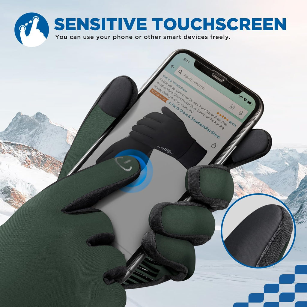 SIMARI Winter Gloves for Women Men - Cold Weather Thermal Touch Screen Ski Snow Glove Liners, Non-Slip Palm & Warm Fleece Lined, for Running Cycling Driving Hiking Walking Sports Outdoor Texting Work