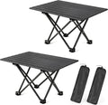 2 Pack Camping Table Foldable, Portable Folding Beach Table, Black-L