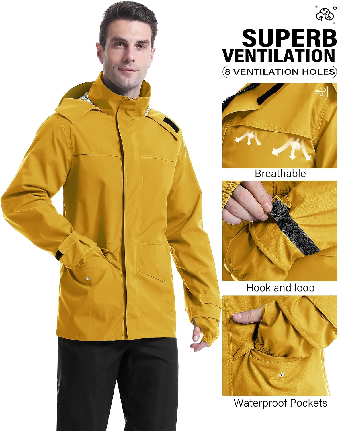 iCreek Rain Suit Waterproof Breathable Lightweight 2-Piece Rain Gear Unisex