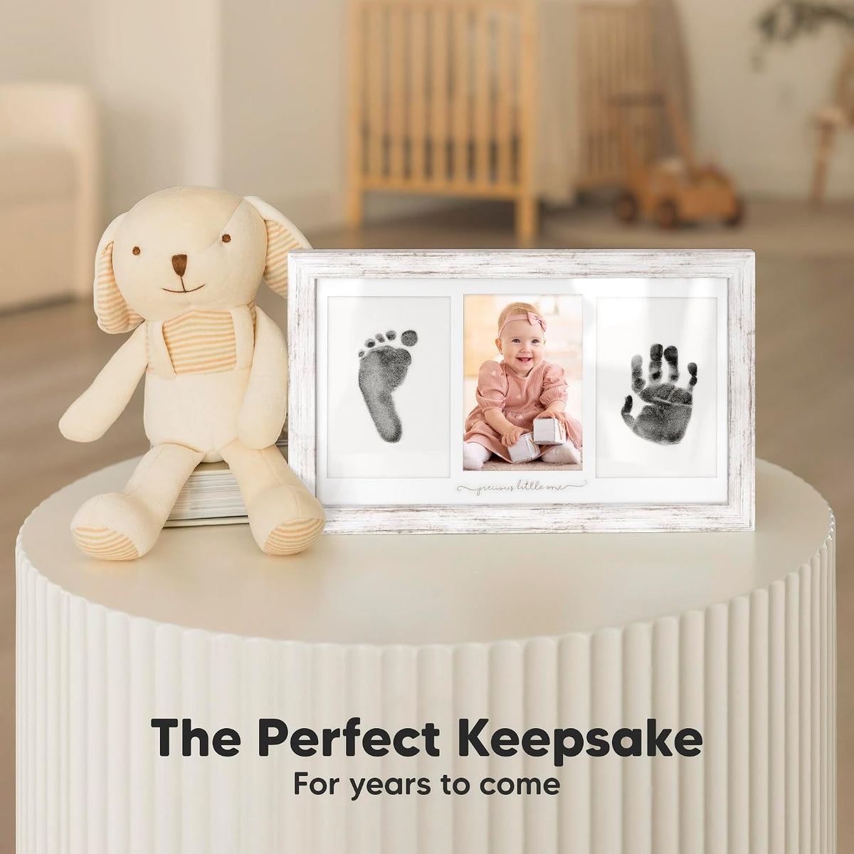 Inkless Hand and Footprint Kit, Boy Girl Newborn Keepsake (Vintage White)