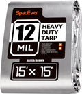 Tarp Heavy Duty 15x15 FT, 12 Mil Thick Large Tarps Water-Proof with Grommets, UV& Tear Resistant, Plastic Cover for Pool Roof Tent Outdoor Firewood, Silver& Brown