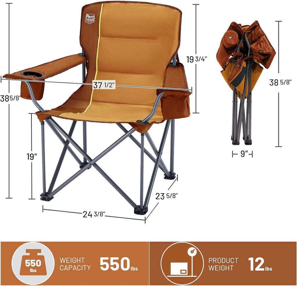 TIMBER RIDGE 2 Pack Oversized Folding Camping Chair for Adults