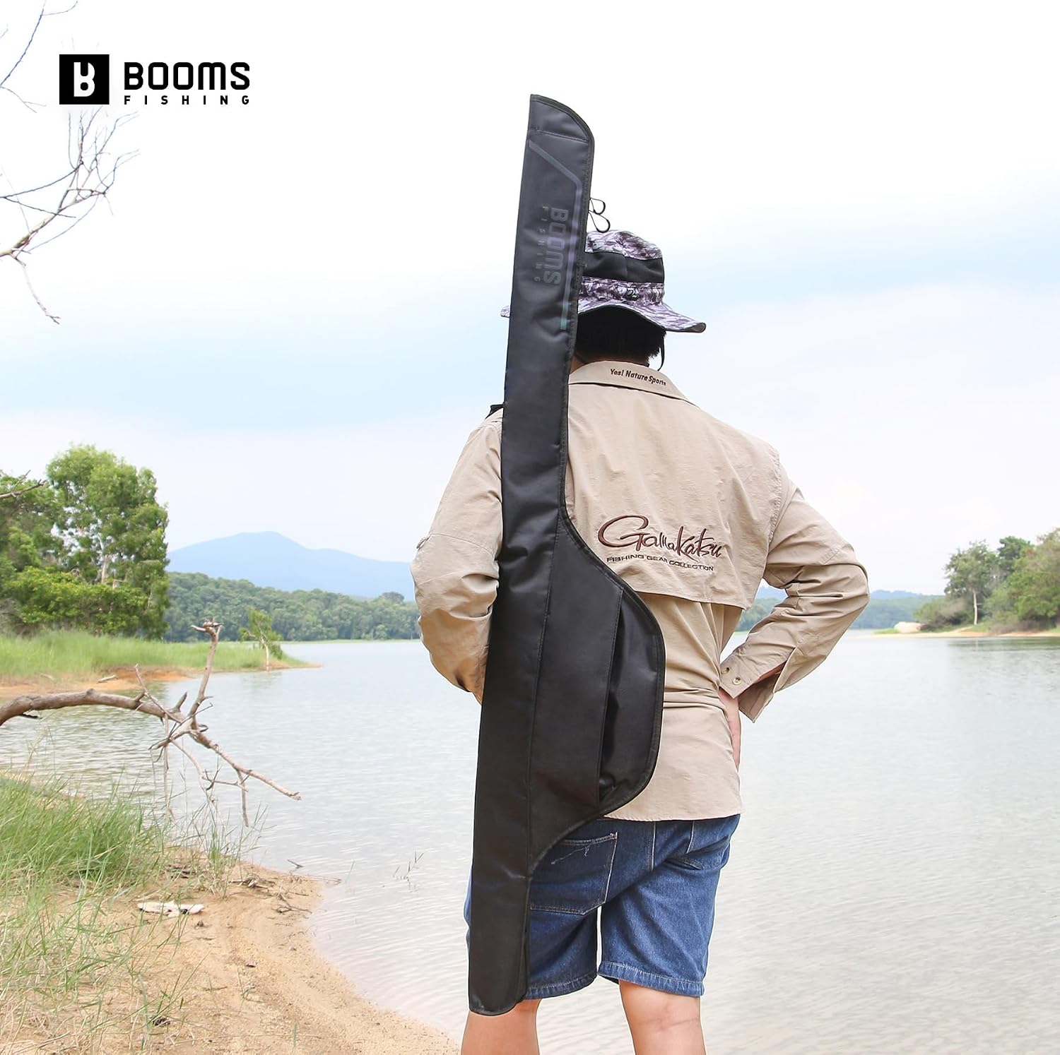 Booms Fishing PB4 5.4ft~6ft Fishing Rod and Reel Case, Folded Nylon Fishing Pole Case, 0.6ft Extended Design Fishing Spinning Rod Bag, Store up to 2~3 Poles with Reels (Not Store Surf Rod Combo)