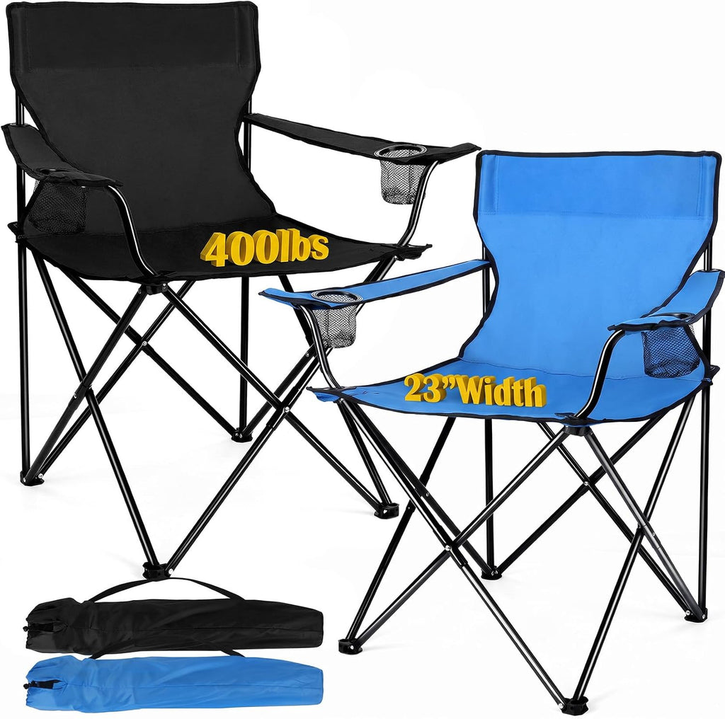 Joyfair Camping Chairs for Lawn & Beach, Large for Adults, Black & Blue