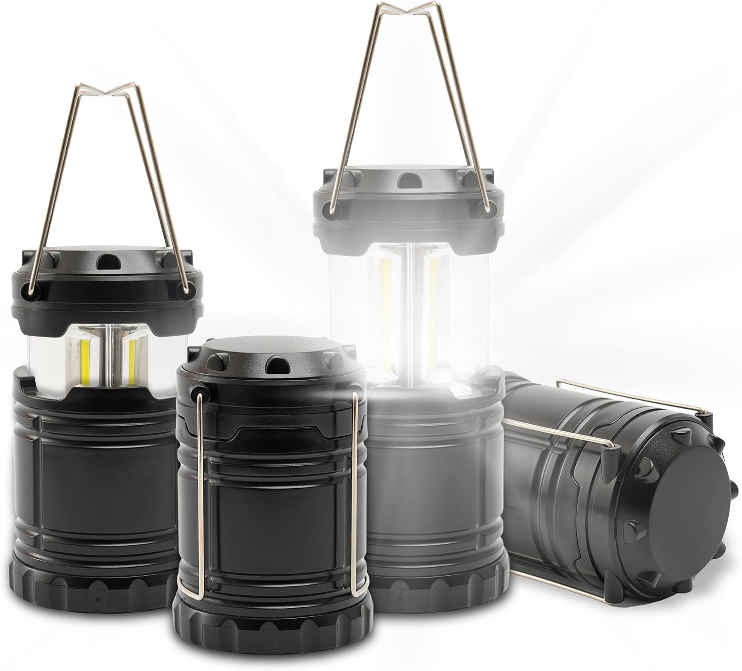 ATack LED Camping Lantern Battery Powered 4-Pack Camping Flashlight Lantern for Power Outages, Portable Collapsible Hanging Lights Essential for Home Outdoor Hurricane Emergency Lamp Survival Kit Gear