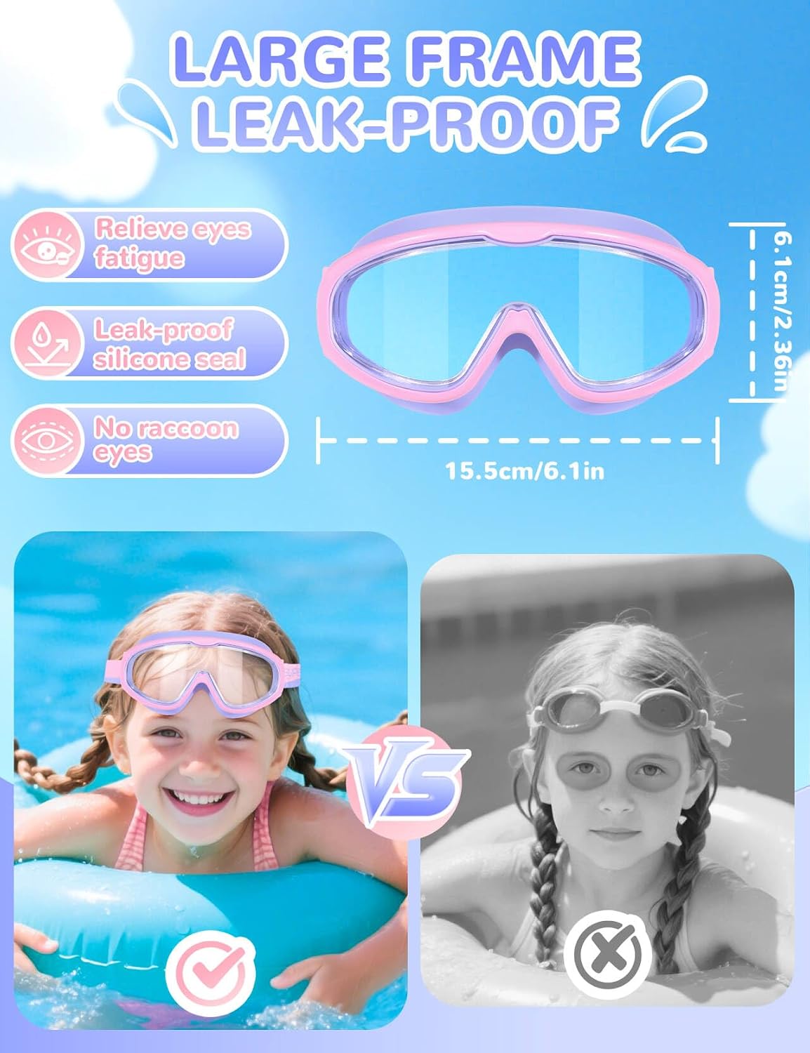 Supertrip Kids Swim Goggles with Fabric Strap