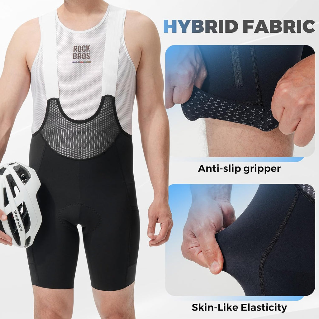 ROCKBROS Men's Cycling Bib Shorts Breathable Padded with Pockets