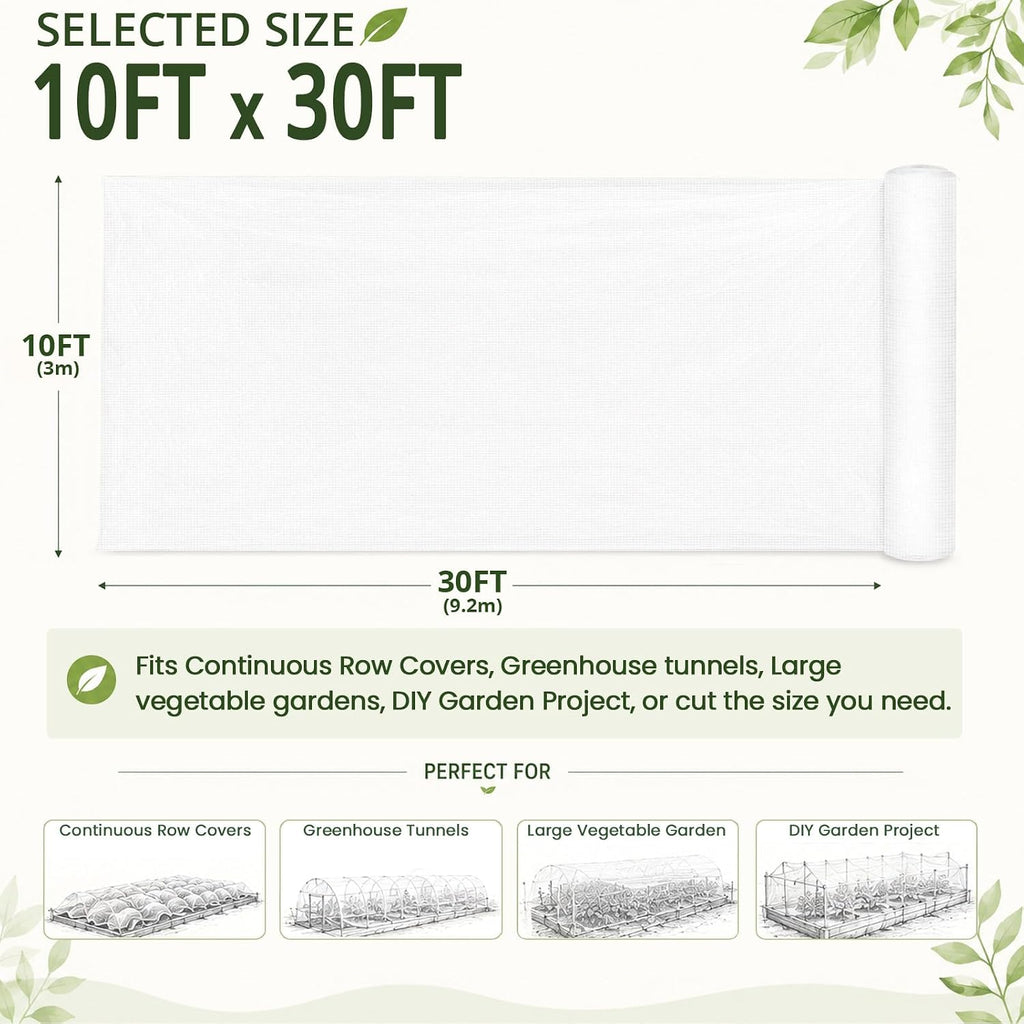 10Ft x 30Ft Garden Netting, Fine Mesh Insect Netting for Plant Protection