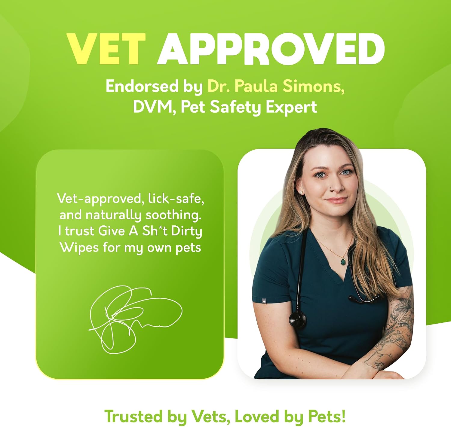 G.A.S Lick-Safe Daily Pet Wipes for Dogs and Cats, Unscented, 100 Count
