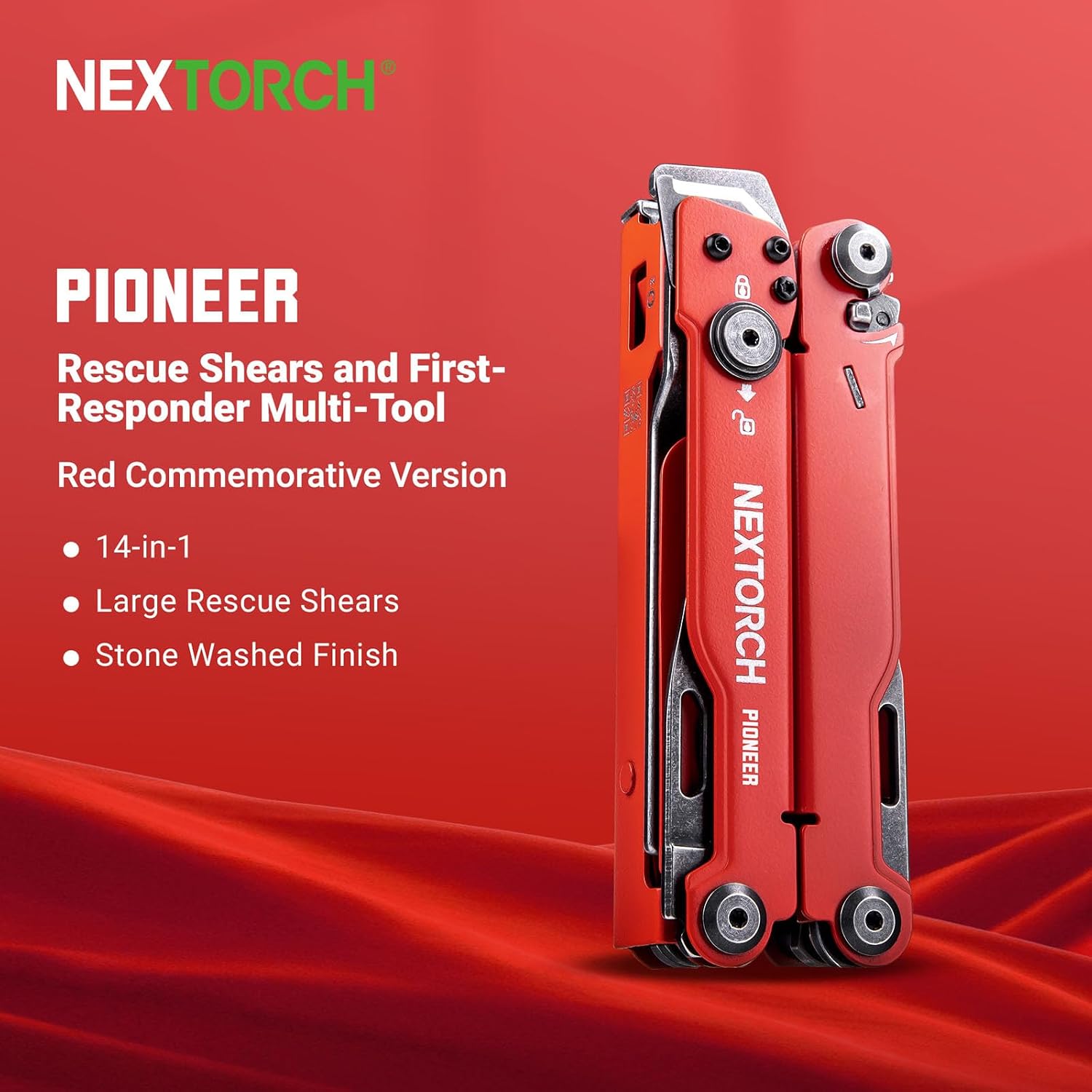 NEXTORCH PIONEER MT20 14-IN-1 Multi-tools Full-Size,Versatile Multi-tool Set with Scissors Needle Nose Pliers Pocket Clip Multi-tool (RED with Glass Breaker)