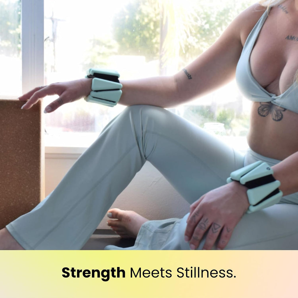 OmWeights Premium Weighted Bangles – Stylish Wrist and Ankle Weights for Women and Men | Cardio, Yoga, and Pilates Ankle Weights for Women and Men | Adjustable Leg and Arm Weights 1lb Each