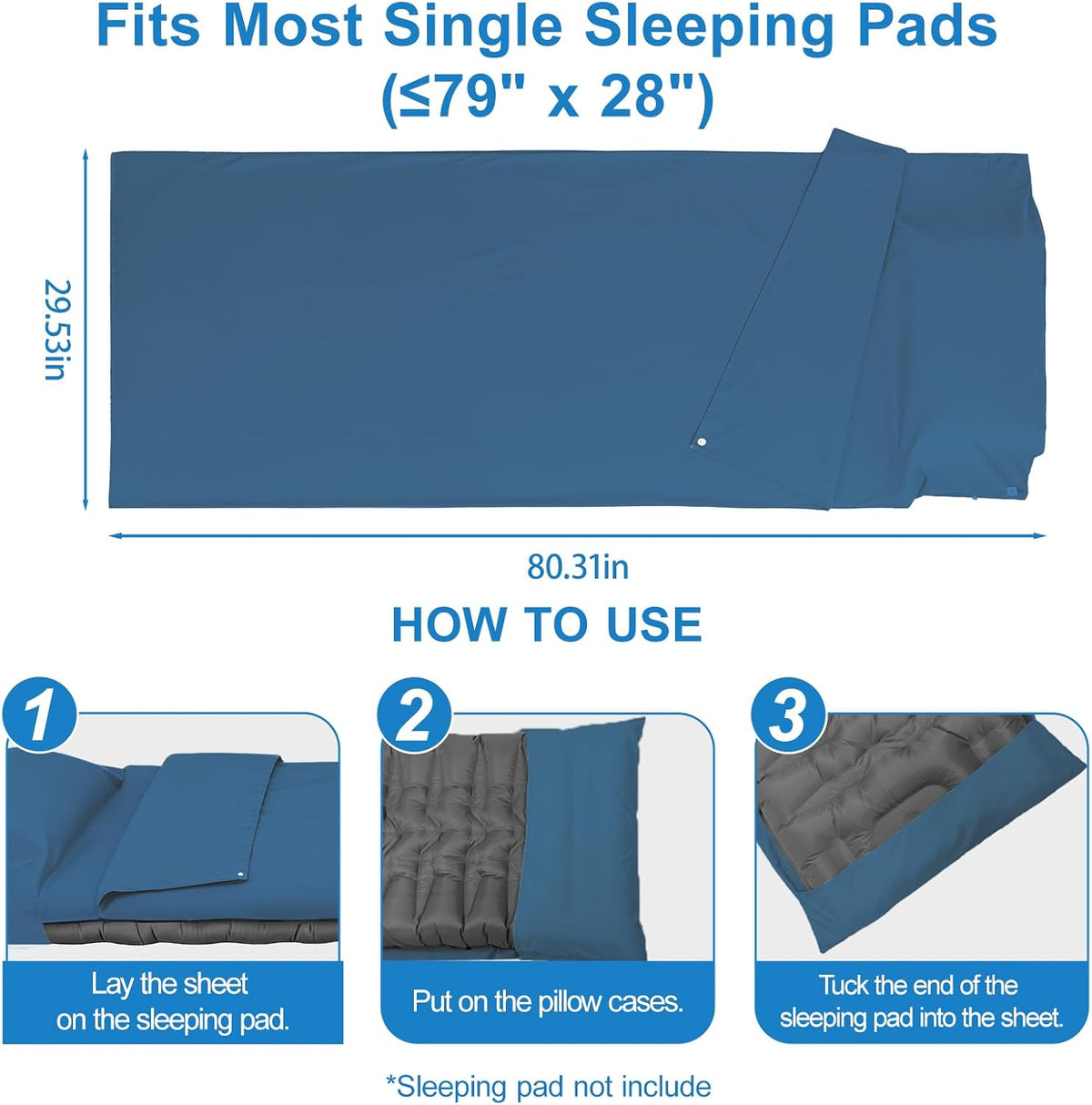 Camping Sleeping Pad Sheet & Sleeping Bag Liner 2-in-1 Camping Sheets